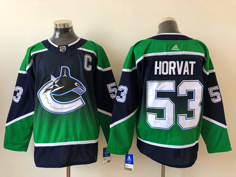 Men's Vancouver Canucks #53 Bo Horvat adidas 2021 Season Reverse Retro Authentic Blue Jersey
